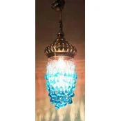 Casa Padrino luxury hanging lamp bronze/blue A� 22 x H. 75 cm - Round living room hanging lamp - Living room hanging lights - Luxury hanging lights - Luxury decorative lights