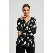 Womens shirt with floral print MOODO - black