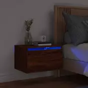 Zidni nocni ormaric s LED svjetlima boja smedeg hrasta