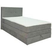Hom`in BOXSPRING POSTELJA 120 cm x 200 cm , les, tekstil, leseni material siva
