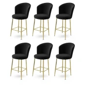 Hanah Home Set barskih stolica Alte, 6 komada, Crno-zlatni