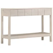 Vidaxl Konzolna mizica bela 110x35x75 cm trden mangov les