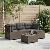 Vidaxl 4-sedežna vrtna sofa z blazinami, rattan videz PP Svetlo siva