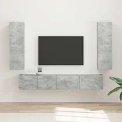Set TV komoda Zidne 3 pcs Betonski sivi Konstruirano drvo