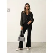 Sinsay - Flare pantalone sa viskozom - crno