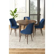 Hanah Home Set Trpezarijski sto i 4 stolice, Tamnoplavi