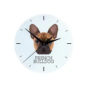 Francoski buldog - geometrijska stenska ura s fotografijo in napisom
