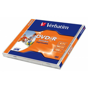 VERBATIM DVD-R, 4.7 GB, 16x, 10MM, PHOTO PRINTABLE, 1/1