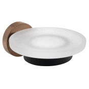LARISSA držalo za milo, matirano steklo, črna/medena mat barva - Črna - 110x54x130 mm - Sapho - LARISSA - 24 - Steklo - Lepilo - Drugo - Posoda za milo - Krožni - 110 - 54 - 130 - 14