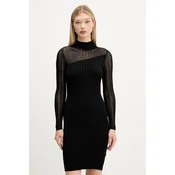 HUGO Pletena obleka Siclaminy 50542664 Črna Slim Fit