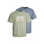 JACK & JONES Majica MAP SUMMER, siva / kaki / narancasta / bijela