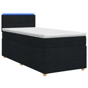 vidaXL Postelja boxspring z vzmetnico Črna 90 x 190 cm Blago