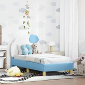 vidaXL Posteljica za malčke z vzglavjem Modra 70 x 140 cm PU