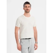 Ombre Mens knitted t-shirt with fine texture - white