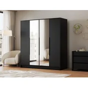 Garderobna omara Lunara 200 cm - črna/črni ročaji