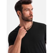 Ombre BASIC mens classic cotton T-shirt with a crew neckline - black