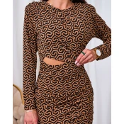 Resti Womens crinkled mini dress with geometric pattern