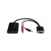 WIRETEK Kabl HDMI na VGA+USB+Audio, 0.3m, Crni