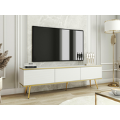 TV stol Lima 128 (Bijela) Bijela, Zlatno, 175x53x32cm