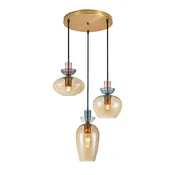 ITALUX PND-31882-3A-GD-AMB-Luster na sajli FANDA 3xE27/40W/230V zlatna/zadimljeno bež