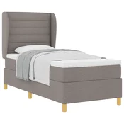Postelja z vzmetnico z vzglavjem Taupe 200 x 90 cm blago