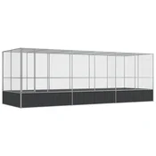 shumee vidaXL Voliera s podaljškom srebrna 625x207x212 cm jeklo