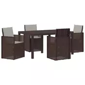 Vrtni set za objed s jastukom 5 pcs Smeda i svjetlosiva PP