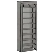 Vidaxl Omarica za čevlje s pokrivalom siva 57x29x162 cm blago