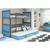 Krevet na kat Rico s dodatnim ležajem - 90x200 cm - grafit/modra