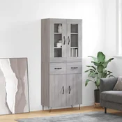 Greatstore Visoka komoda siva sonoma 69,5x34x180 cm inženirski les