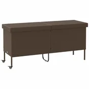 Vidaxl Vrtna shranjevalna škatla s kolesi rjava 160x55x75 cm poli ratan