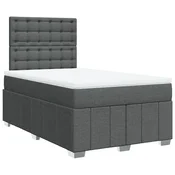 Vidaxl Box spring postelja z vzmetnico temno siva 120x190 cm blago