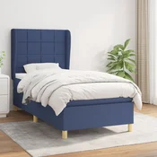 Greatstore Box spring postelja z vzmetnico modra 90x190 cm blago