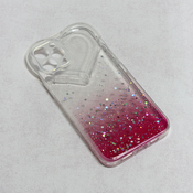 Maska za telefon Heart Glitter za iPhone 13 6.1 providno-roze