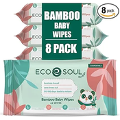 ECO SOUL 100% bambusovi otroški čistilni robčki, 8 paketov po 64 robčkov