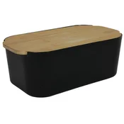 shumee ČRNI PLASTIČNI KRUH Z BAMBUSOVO PLOŠČO IN POKROVOM, DIZAJN 33x18 cm