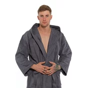 Interkontakt Moški bombažni kopalni plašč s kapuco 02 Dark Grey M