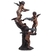 Casa Padrino luxury Art Nouveau bronze fountain angels bronze/brown/turquoise 122 x 97 x H. 165 cm - Magnificent garden fountain - Baroque & Art Nouveau Garden Accessories