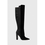 Kožne cizme Guess SEVILLA za žene, boja: crna, s debelom potpeticom, FL8SEA SUE11