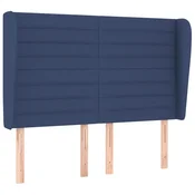 Vidaxl Vzglavje z ušesi modro 147x23x118/128 cm blago