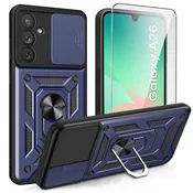 Overboard Oklepni ovitek za Samsung Galaxy A26, CamShield Slide, moder + kaljeno steklo 9H
