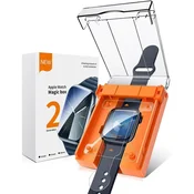 Overboard 2x Zaščitna folija za Apple Watch 9/8/7 45 mm, z okvirjem za montažo, prozorna