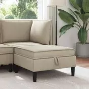 Vidaxl Pouf s shrambnim prostorom Peščena 70 x 70 x 40 cm Žamet