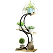 Homestar Stojalo za rastline S-oblika polica za rože 46x25x91 cm črna
