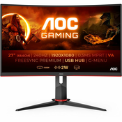 AOC Gaming monitor C27G2ZU 27/16:9/VA/1920x1080/1 ms/Zakrivljeni crni