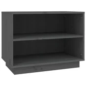 Vidaxl Omarica za čevlje siva 60x34x45 cm trdna borovina