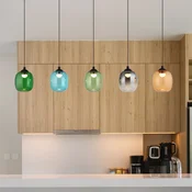 Globo LED-visoka svetilka Minara, 5-žarilna, dolžina 102 cm, večbarvna, steklo - Dnevna soba/jedilnica - Sodobni - večbarvno, mat črno - Kovina