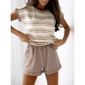 Resti Cotton womens set with short sleeves and striped shorts