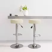 Vidaxl vidaXL Barski stoli, komplet 2 kosov, krem barve, oblazinjeni s tkanino