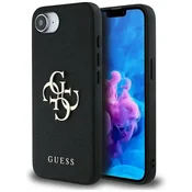 shumee Ovitek Guess Grained Big 4G Logo Small Classic Logo za iPhone 16e črne barve